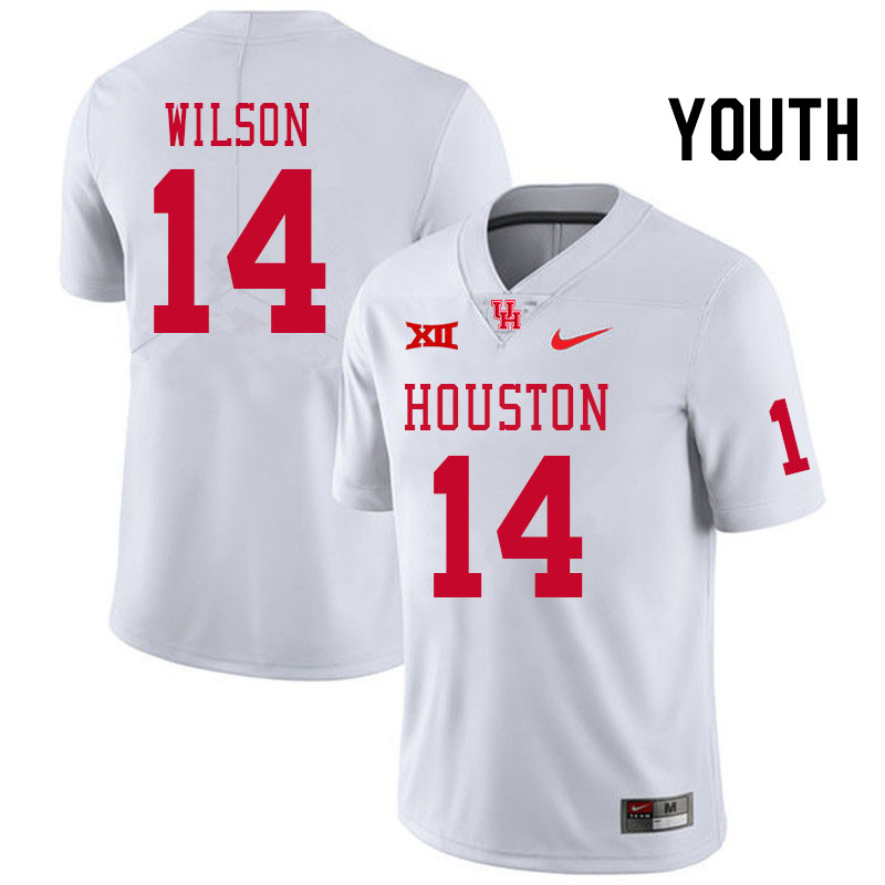Youth #14 Jonah Wilson Houston Cougars Big 12 XII College Football Jerseys Stitched-White